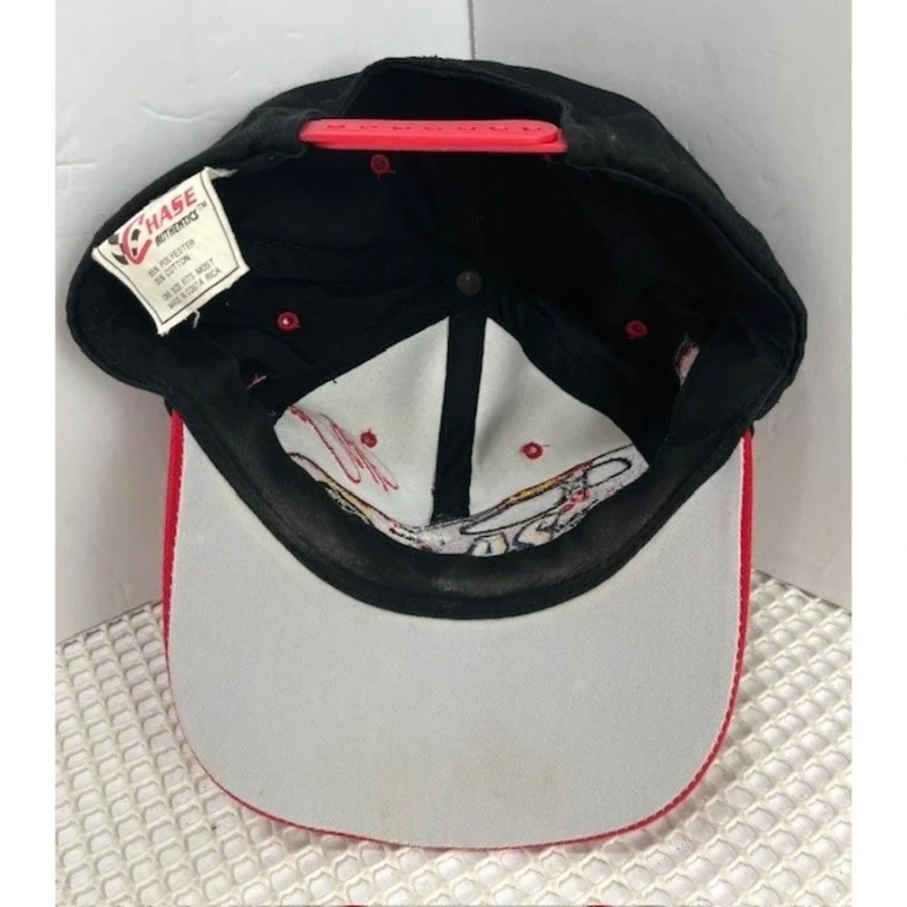 Vtg 90s hat Jurassic Park Jeff Gordon red Cap Ride‎ All Over Logo Movie Nascar